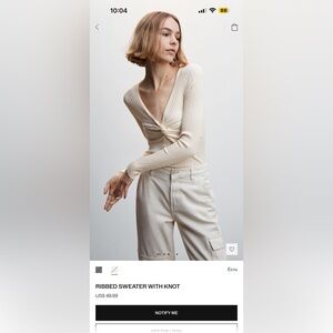 NWT Mango Ecru Ribbed Sweater small